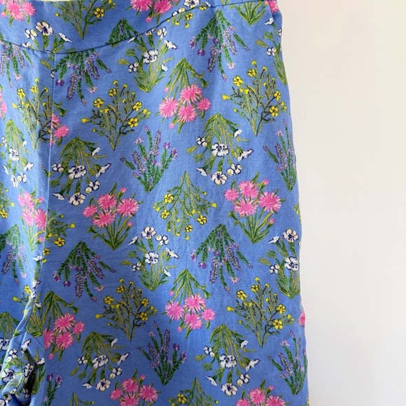 LOFT Tall Fluid Wide Leg Elastic Waist Pants in Bouquet Linen Blend Floral LT - Picture 8 of 12